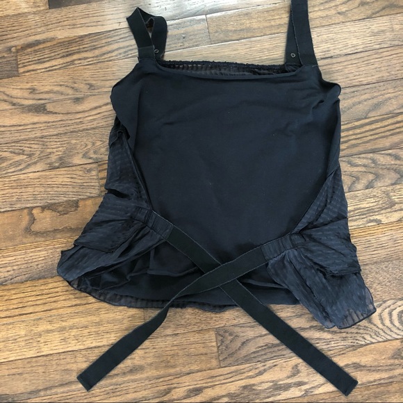 ♥️Black 2-layers wrap tie waist top sz 6-S - Picture 5 of 7